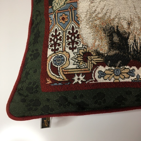 Christmas Tabby Cat Tapestry Pillow Poinsettias Holiday 16" x 16" Square Fashion - Picture 6 of 16